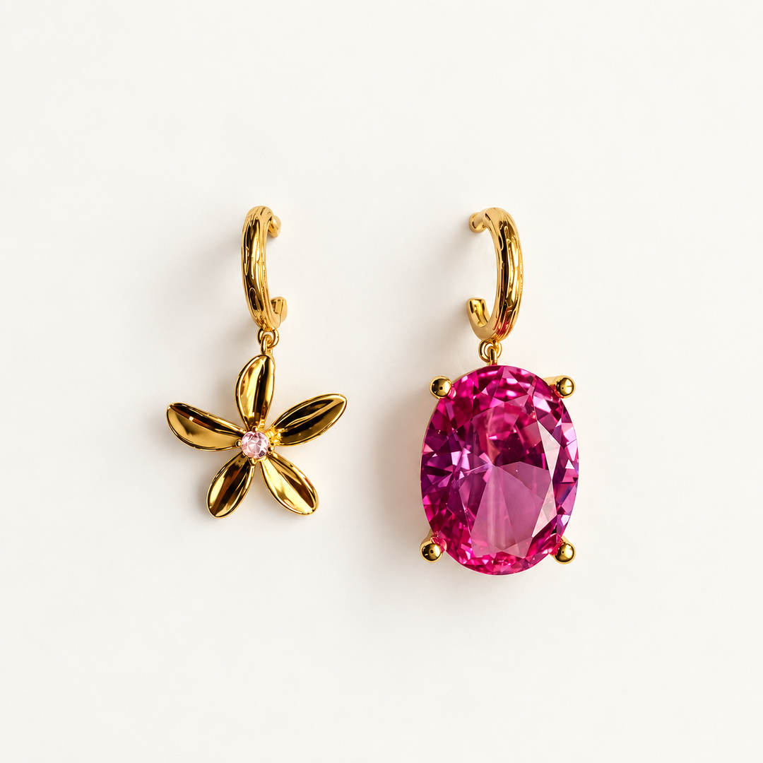 PENDIENTES ASIMÉTRICOS FLEUR ET GEMME