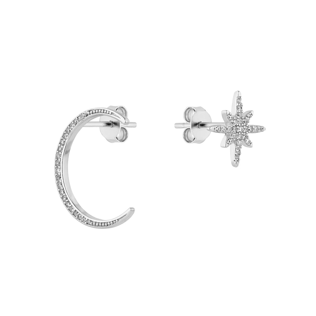 PENDIENTES ASIMÉTRICOS EN PLATA TO THE MOON &amp; BACK