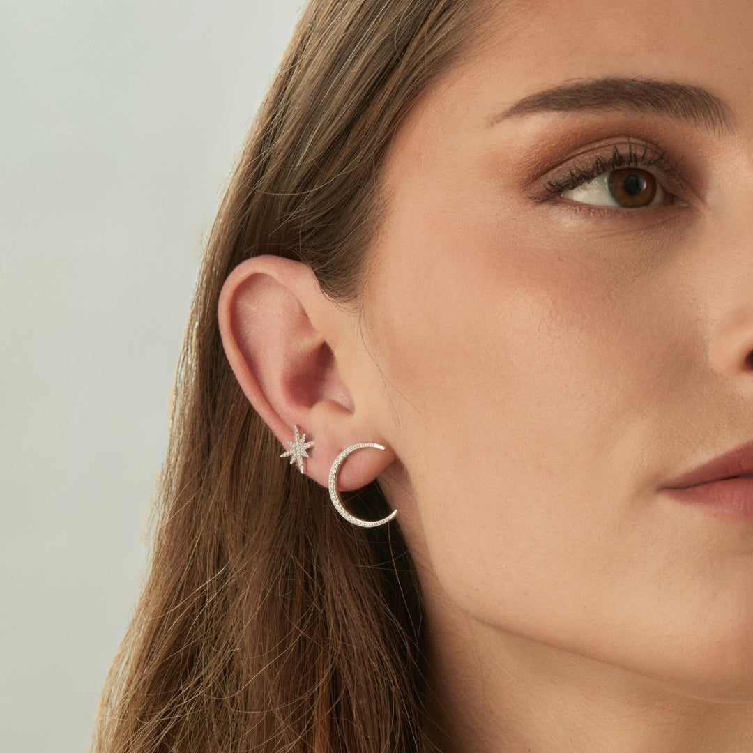 PENDIENTES ASIMÉTRICOS EN PLATA TO THE MOON &amp; BACK
