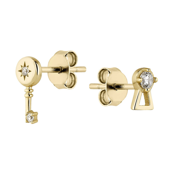 ORECCHINI ASIMMETRICI LOCK AND KEY AMULET