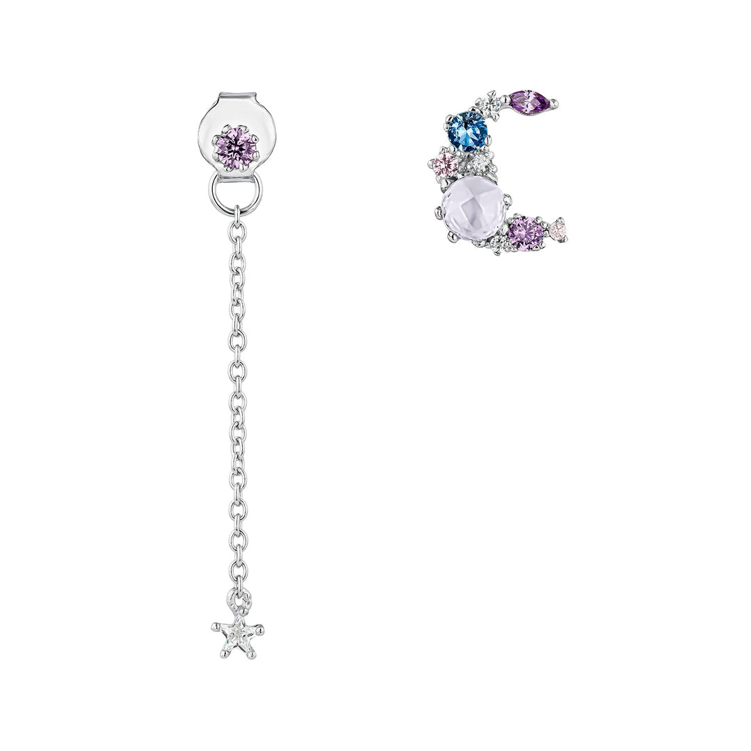 PENDIENTES ASIMÉTRICOS DE PLATA CANDY-MOON
