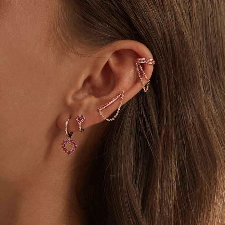 PENDIENTE ARO CON CORAZÓN PLATA ZIRA - Blissou Jewelry