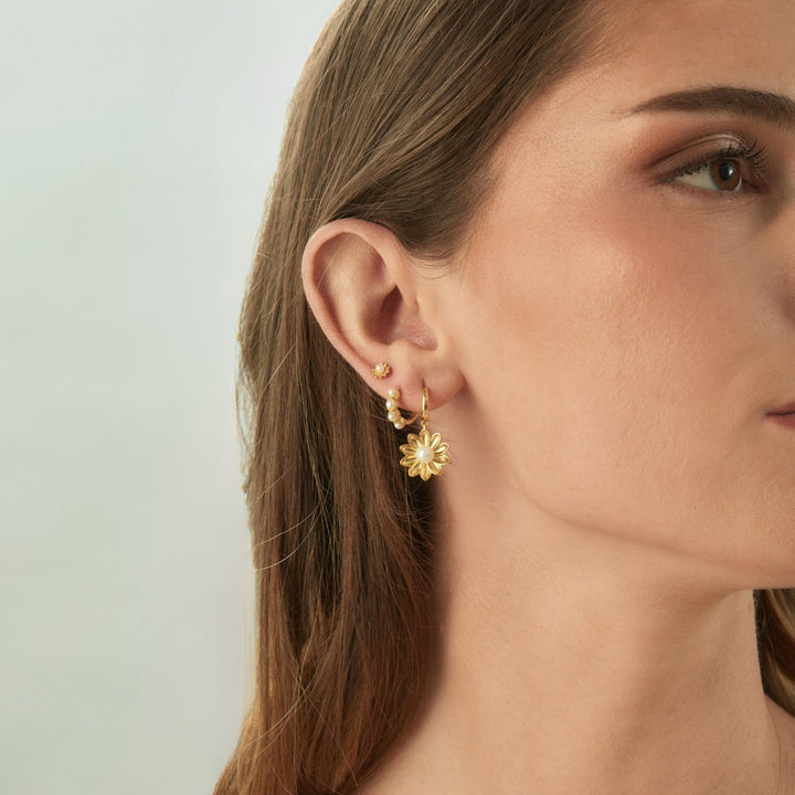 ORECCHINO PIERCING FLOWER-PEARL