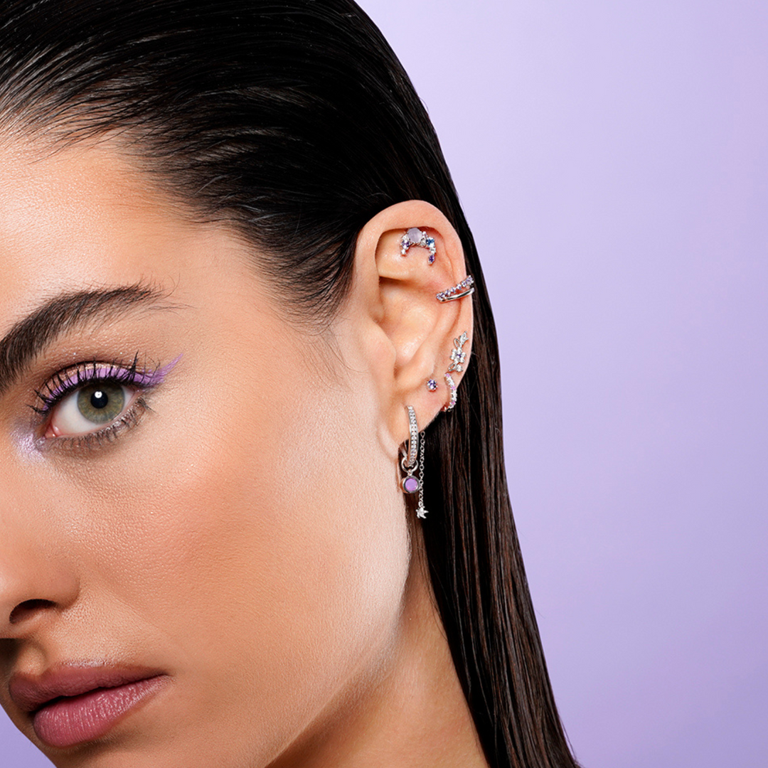 PENDIENTE PIERCING PLATA JARDIN ROMANTIQUE