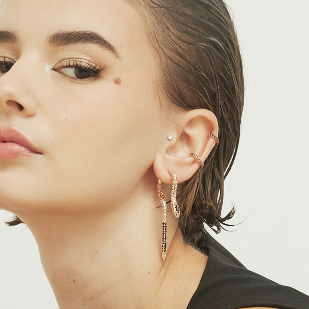 PENDIENTE PIERCING ORO ROSA LUZ