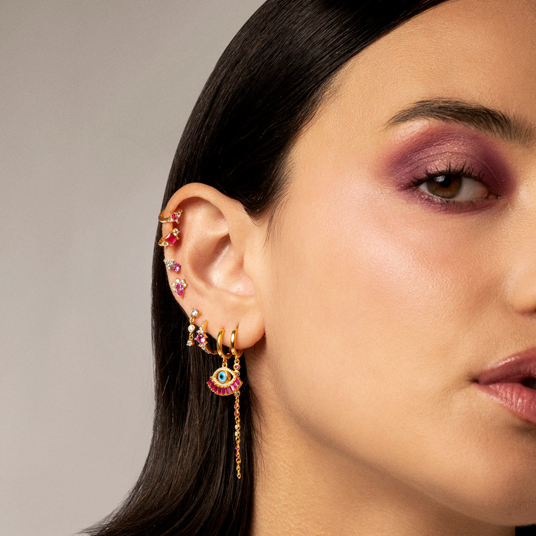 PENDIENTE PIERCING ARO ROSA LEENA