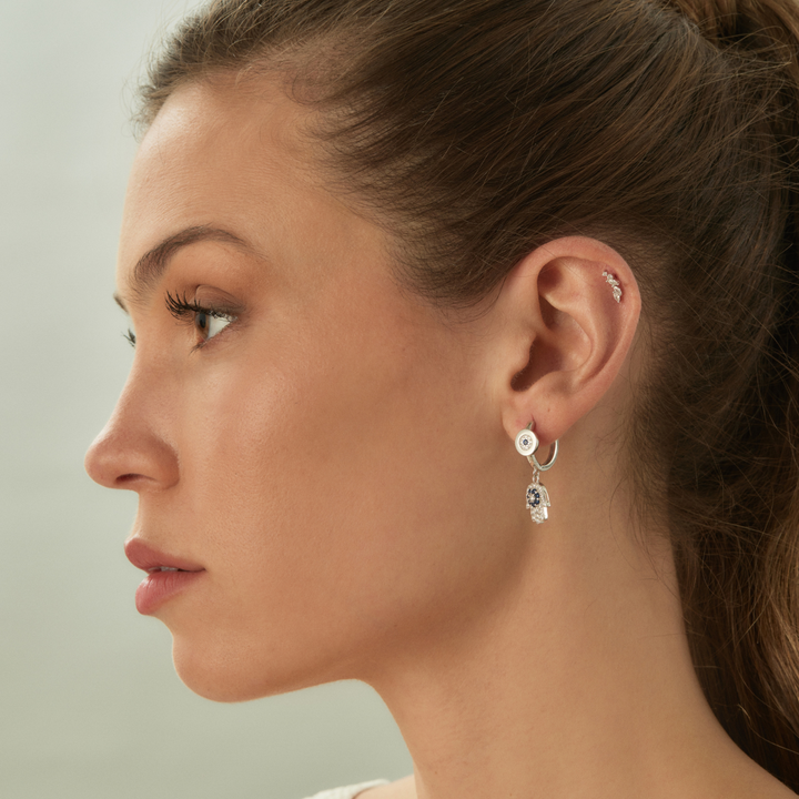 ORECCHINO PIERCING CERCHIO IN ARGENTO HAMSA