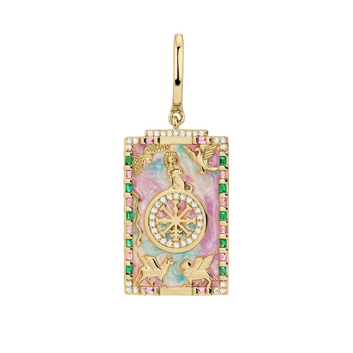 PENDIENTE PIERCING ARO CARTAS TAROT RUEDA DE LA FORTUNA