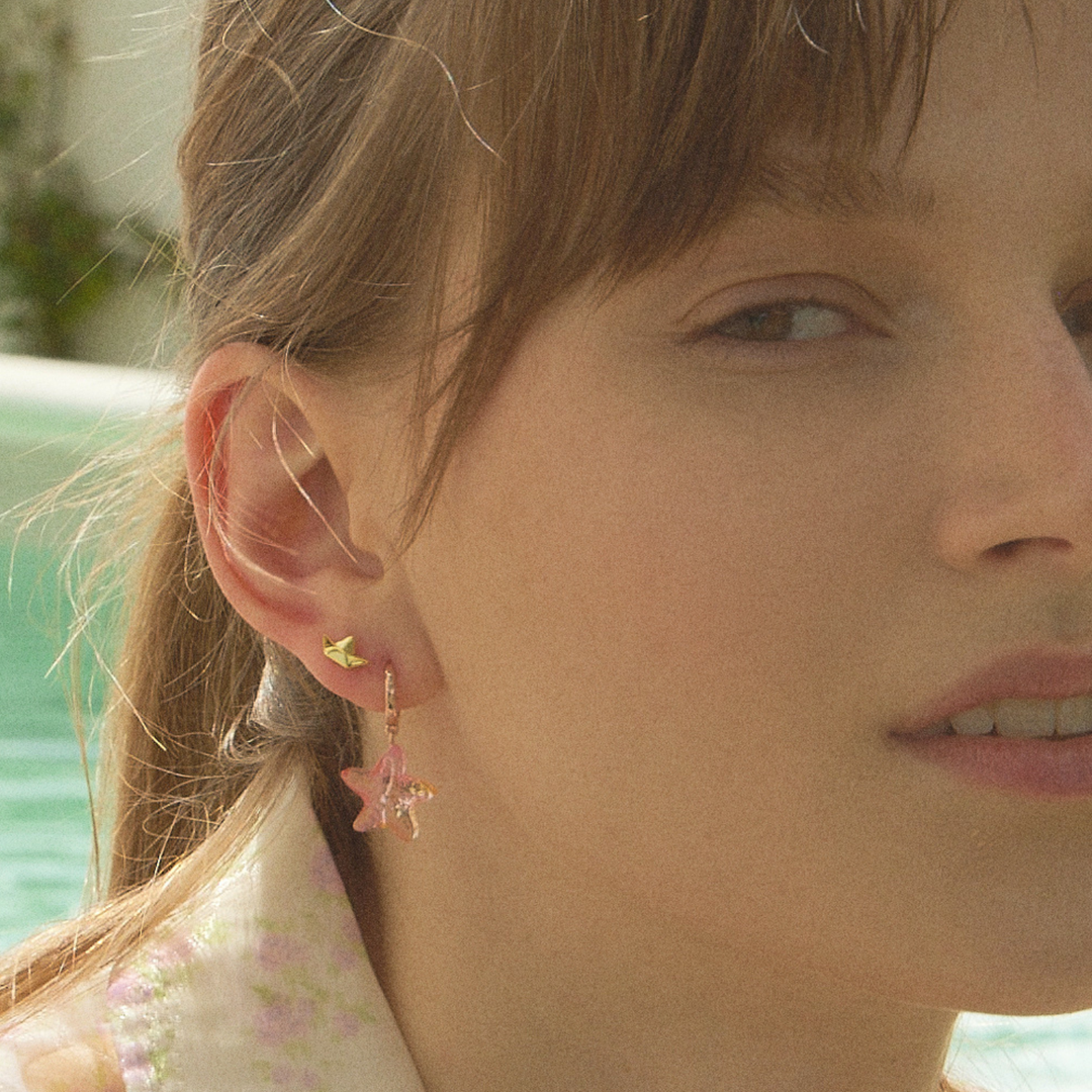 PENDIENTE PIERCING ARO PINK STARFISH GLAZE