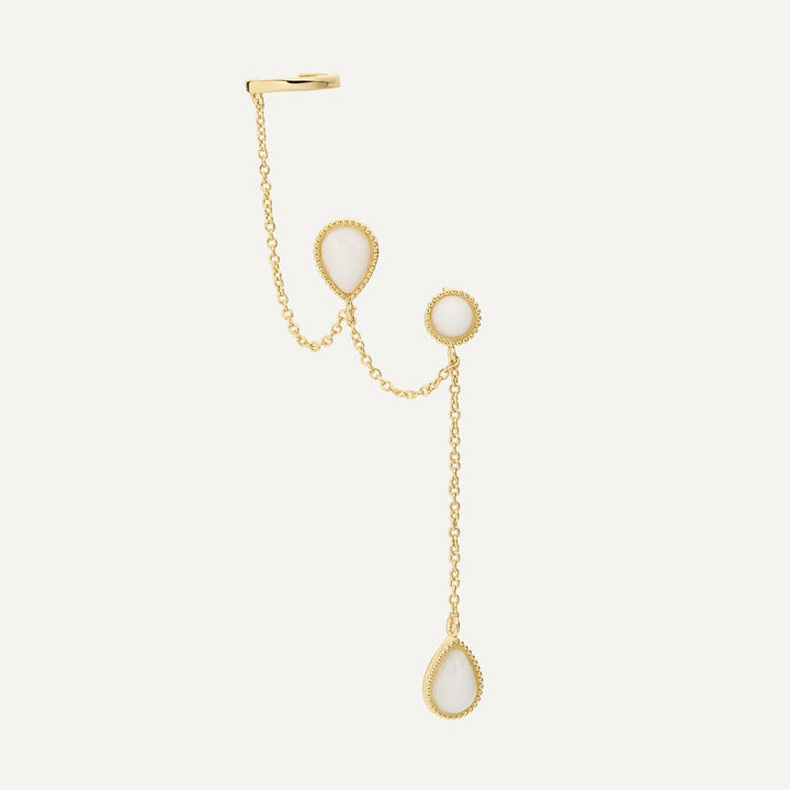 PENDIENTE PIERCING MÚLTIPLE WHITE AGATE DROPS