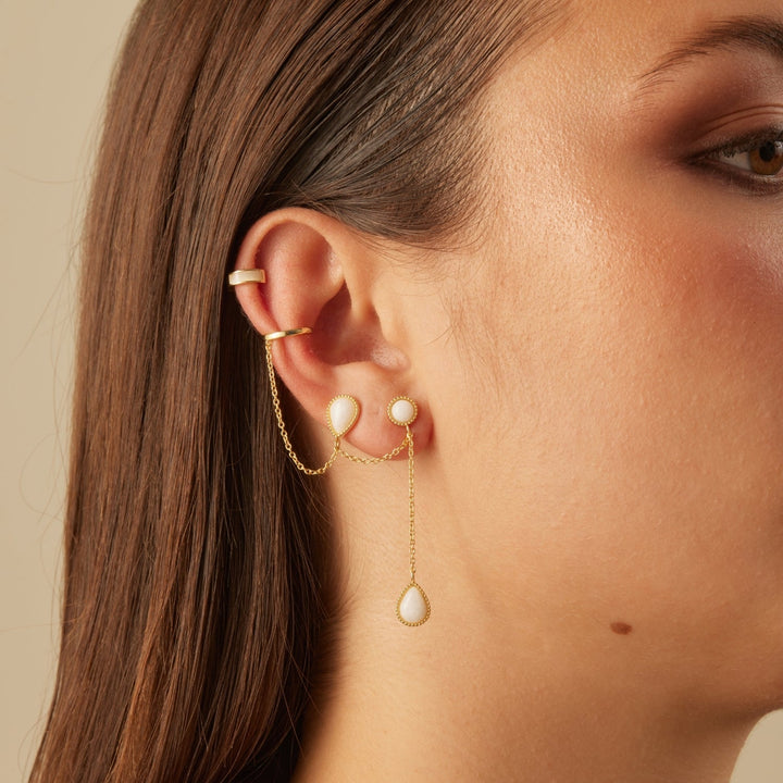 PENDIENTE PIERCING MÚLTIPLE WHITE AGATE DROPS