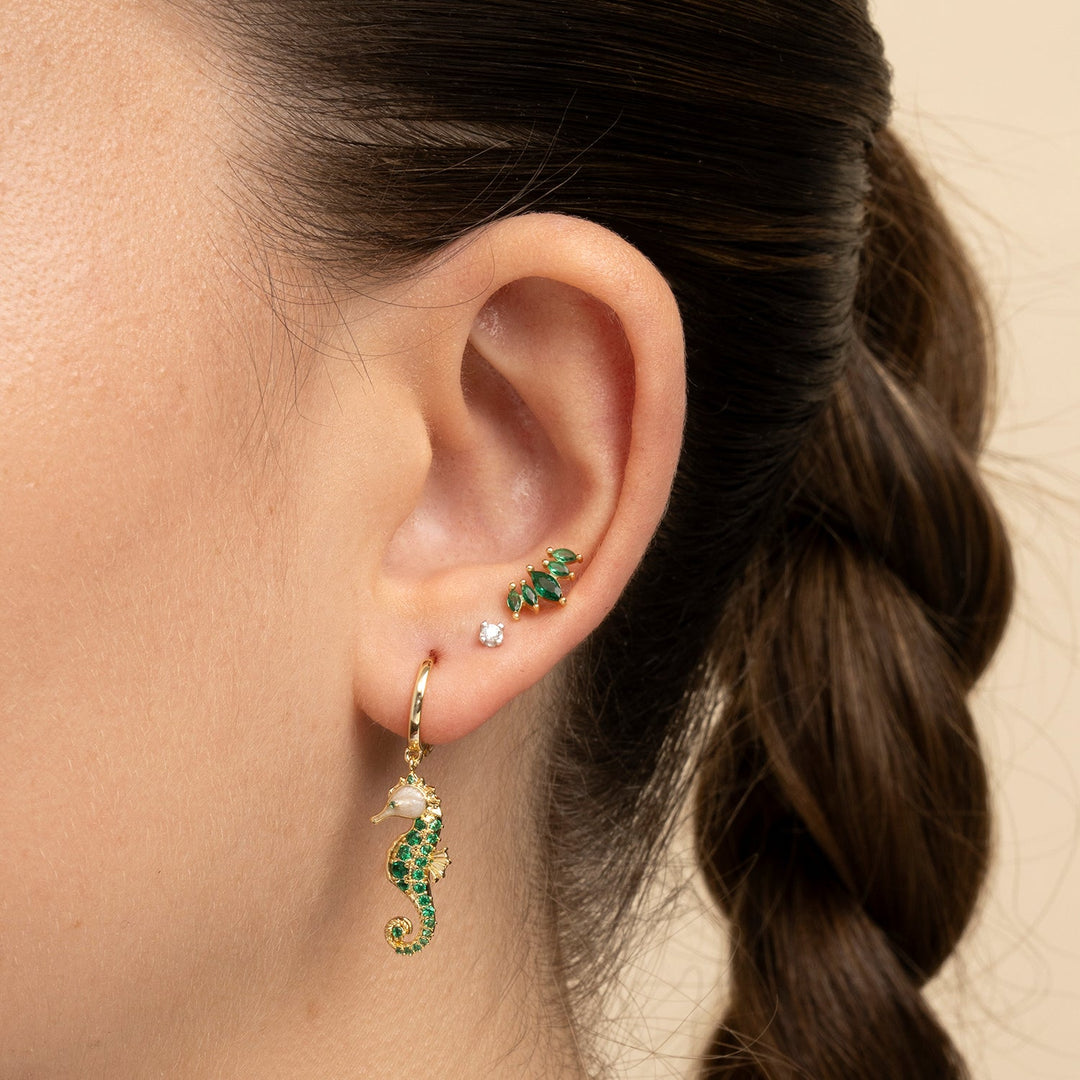 PENDIENTE PIERCING ARO MOSAÏQUE GREEN SEAHORSE