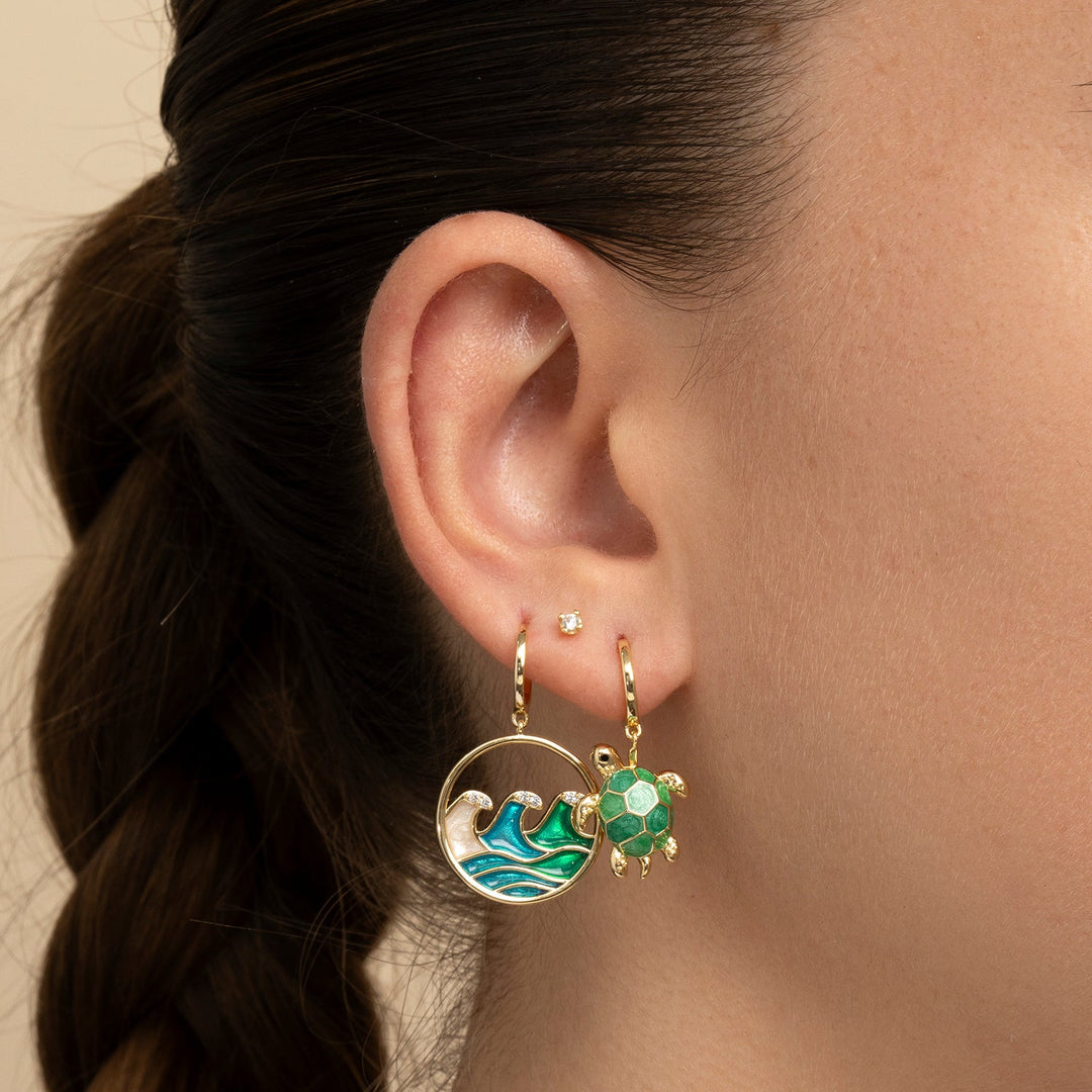 PENDIENTE PIERCING ARO MOSAÏQUE GREEN TORTUGA