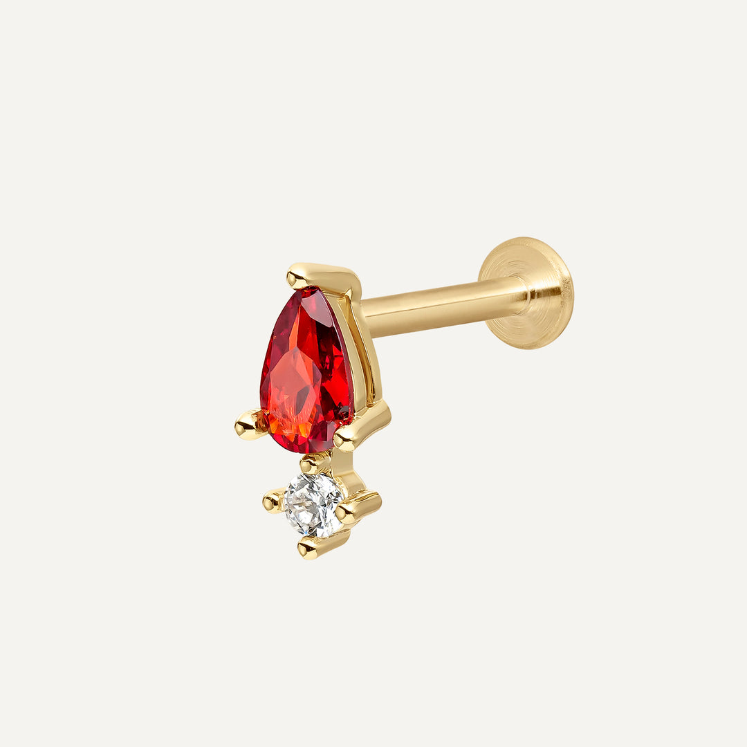 KOMFORT-PIERCING GARNET DROP