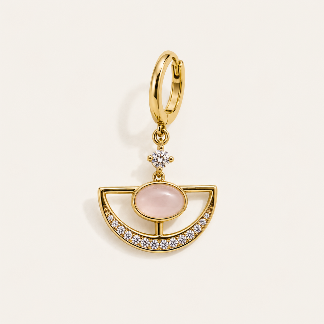 PENDIENTE PIERCING ARO ROSE QUARTZ EARTH QUEEN