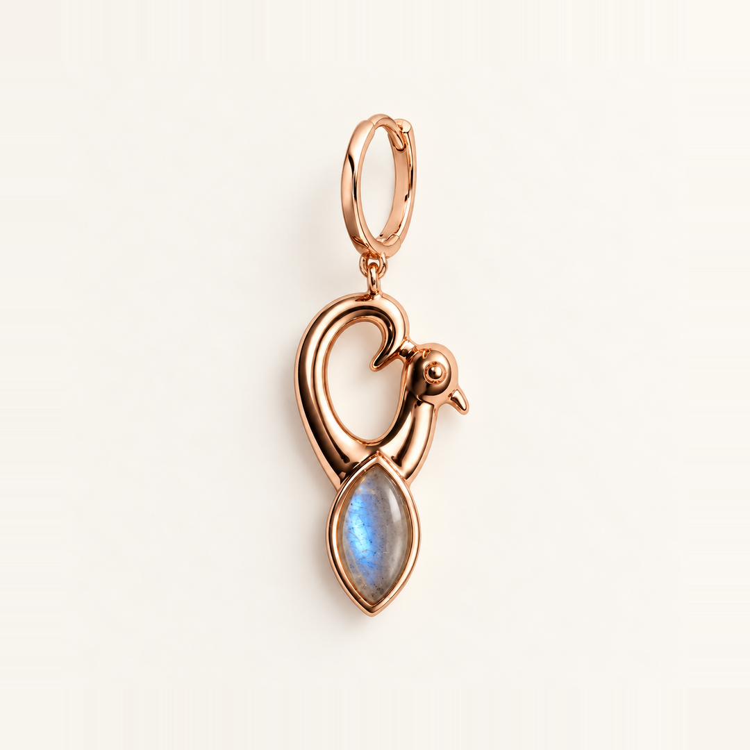 PENDIENTE PIERCING ARO GREY MOONSTONE SANKOFA