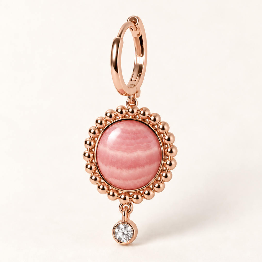 PENDIENTE PIERCING ARO RHODOCHROSITE CELESTIAL SUNRAY