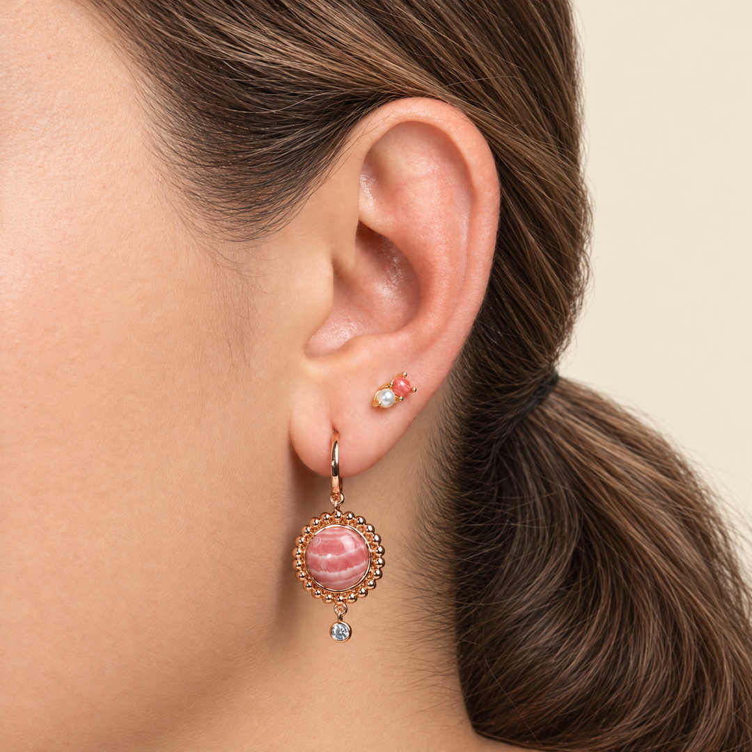 PENDIENTE PIERCING ARO RHODOCHROSITE CELESTIAL SUNRAY