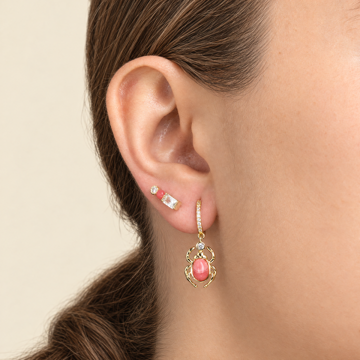 PENDIENTE PIERCING ARO RHODOCHROSITE SCARAB