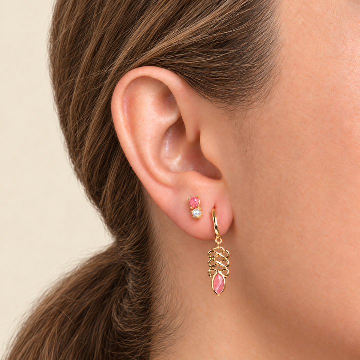 PENDIENTE PIERCING ARO RHODOCHROSITE LIEN