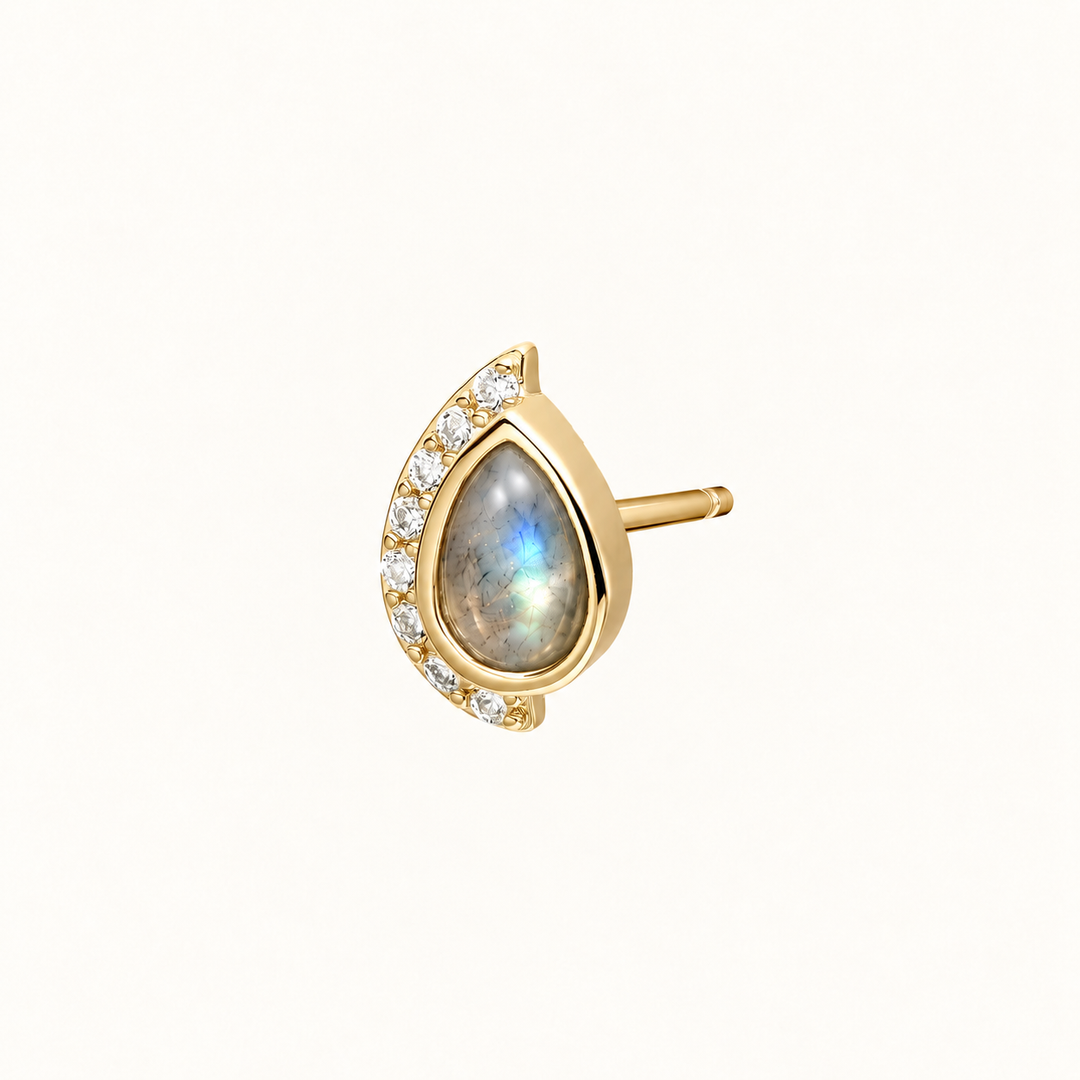 PENDIENTE PIERCING GREY MOONSTONE MOONLIT DROP