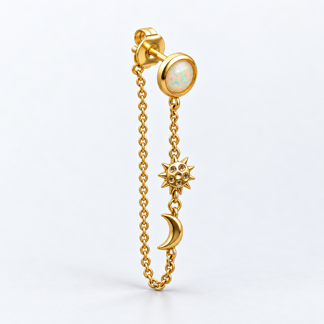 PENDIENTE PIERCING FIRE OPAL SUN-MOON