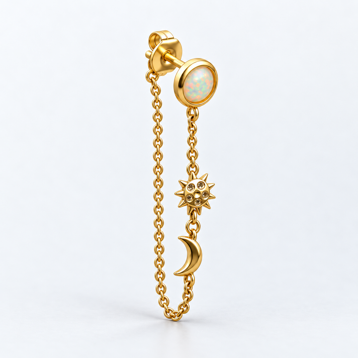 PENDIENTE PIERCING FIRE OPAL SUN-MOON