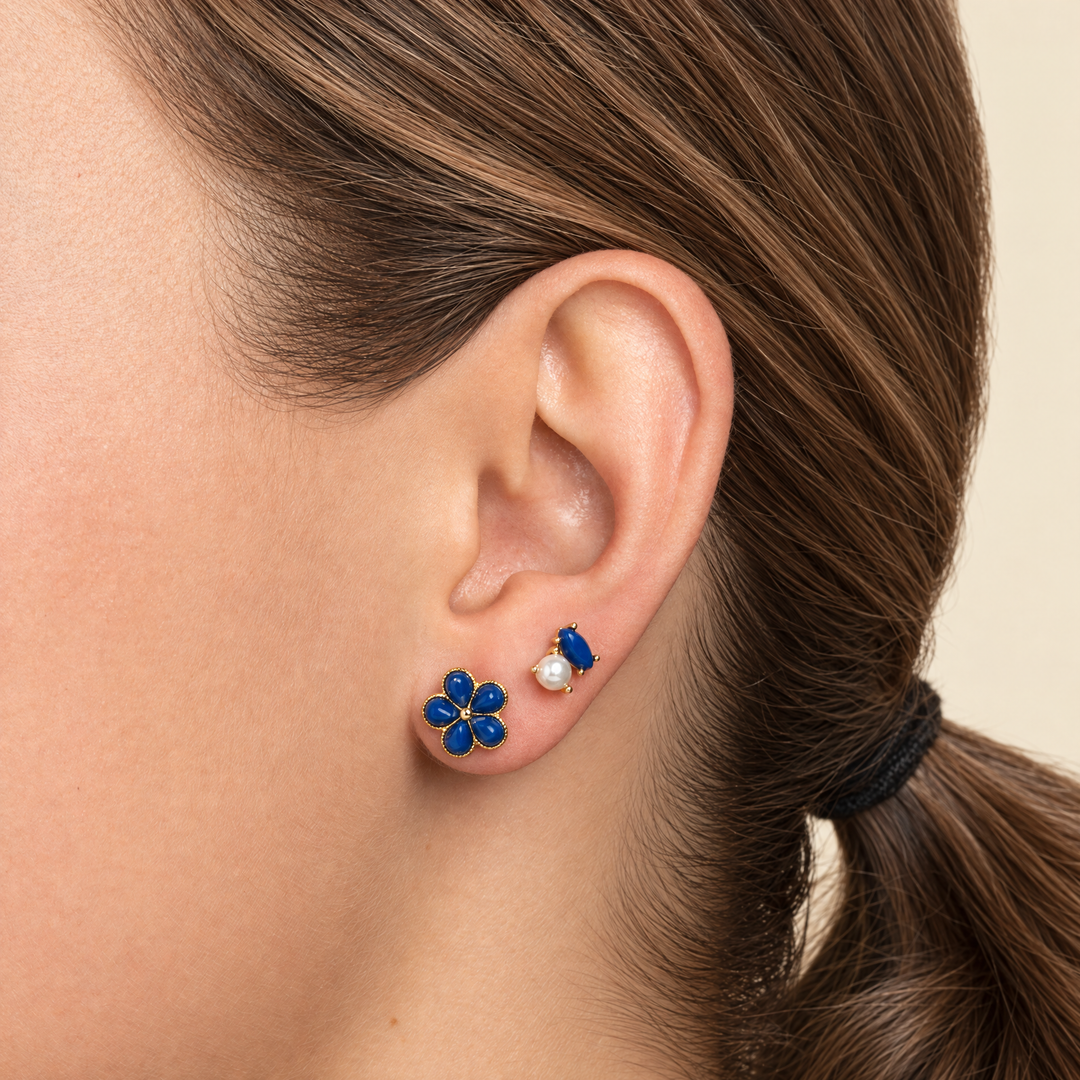 CONFORT PIERCING MOTHER OF PEARL LAPISLÁZULI FLEURON
