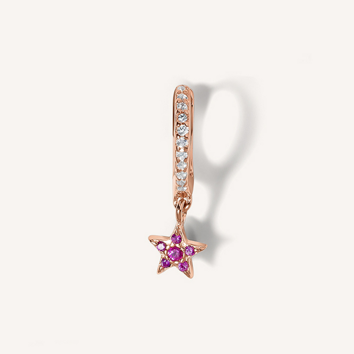 ORECCHINO PIERCING CERCHIO ORO ROSA STELLA CADENTE