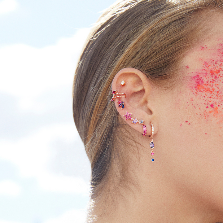 PENDIENTE PIERCING ARO ORO ROSA CORUNDUM JEANINNE