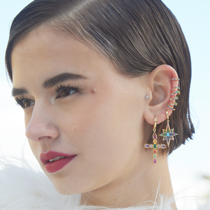 PENDIENTE PIERCING ARO ORO AMARILLO MULTICOLOR SOPHIE