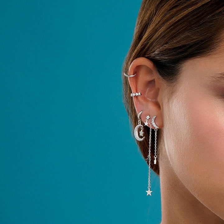 PENDIENTE PIERCING DE PLATA DROPPING STARS