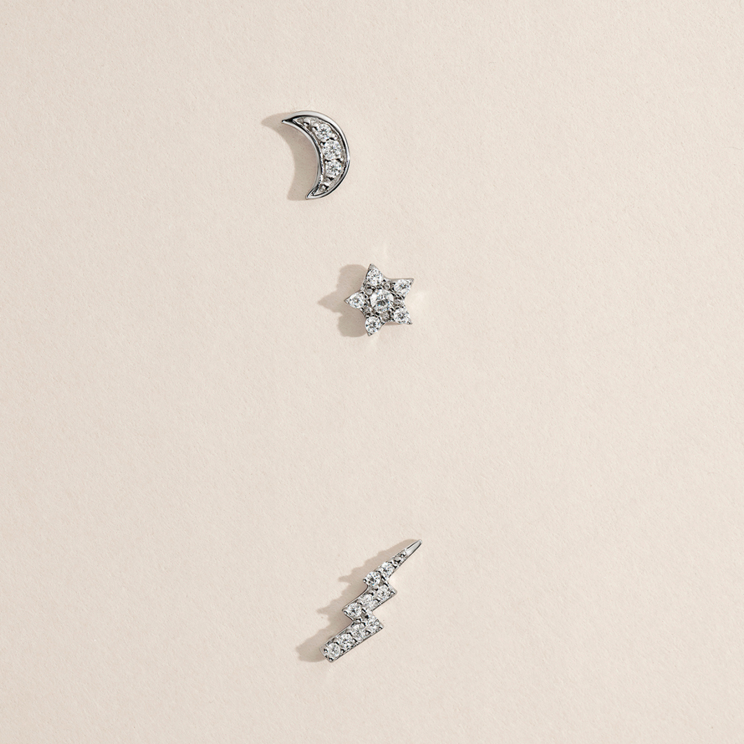 PENDIENTE PIERCING DE PLATA RAYO
