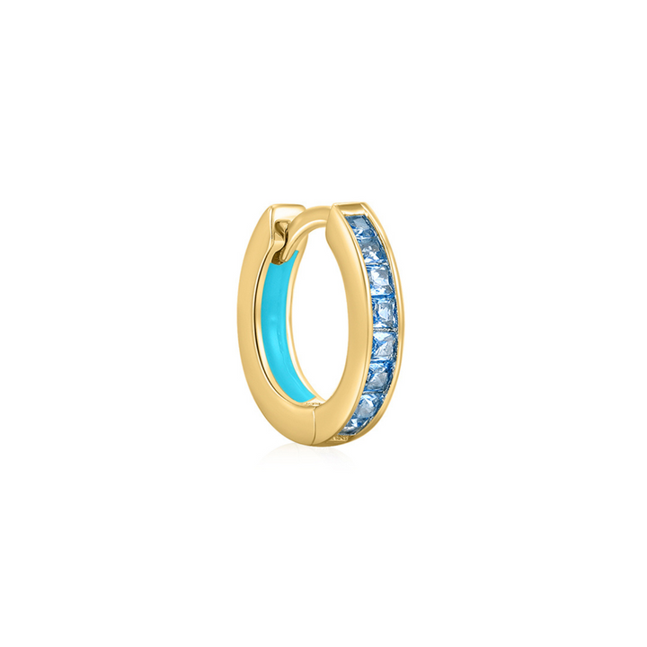 ORECCHINO PIERCING CERCHIO ORO GIALLO BLU HOLI HOOP