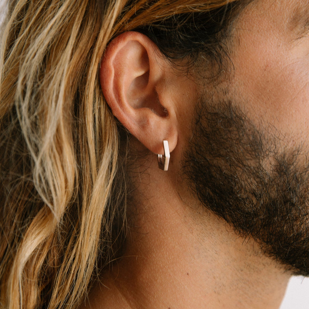 PENDIENTE PIERCING ARO DE PLATA PENTAGON